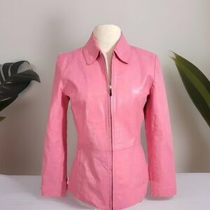 Y2K bubblegum pink Worthington genuine leather jacket